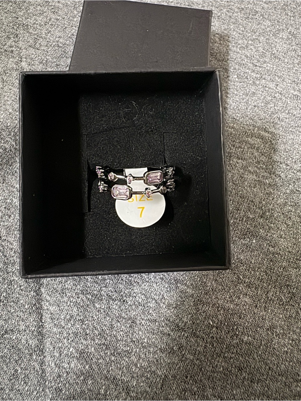 Women’s hematite with Light pink Gemstones - Size 7